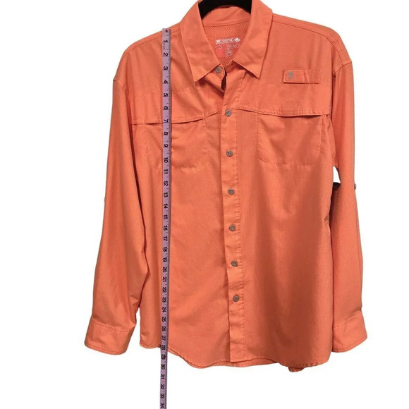 Reel Legends Coral Orange Vented Button-front Fishing Performance Shirt,‎ Small - Picture 7 of 9